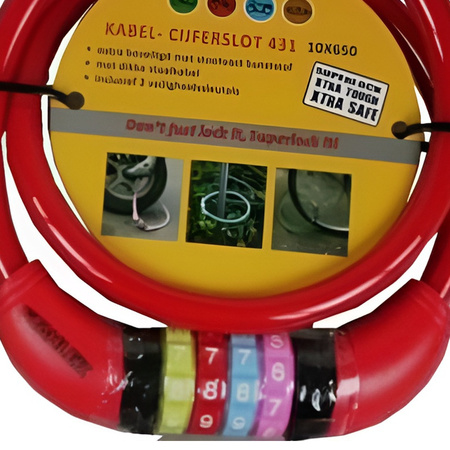 Stahlex Digit cable lock - red - 10 x 650 mm.