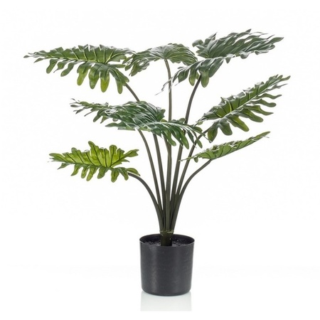 Kantoor kunstplant groene Philodendron 60 cm in zwarte pot