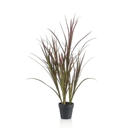 Office artificial grass plant green in black round pot
