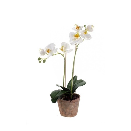 Kantoor kunstplant Orchidee wit 42 cm in pot