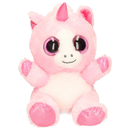 Plush pink/white unicorn cuddle toy 25cm