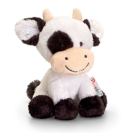 Keel Toys black/white plush cow cuddle toy 14 cm