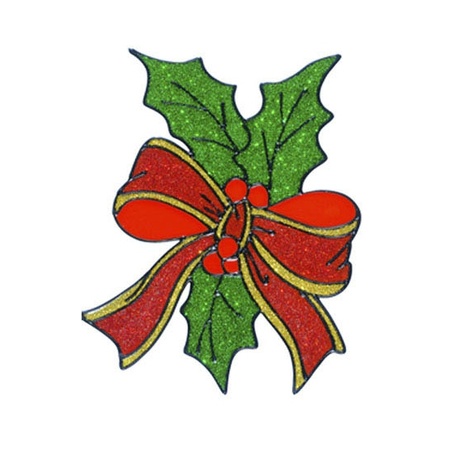Kerst raamstickers/raamdecoratie hulstblad plaatjes 18 cm