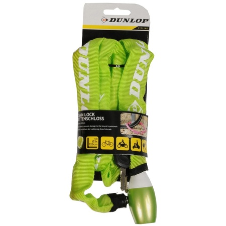 Dunlop Chain lock - green - 120 cm - 2 keys - bike/scooter lock
