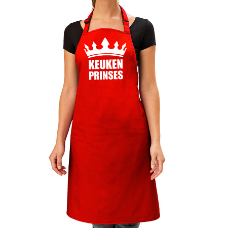 Keuken Prinses barbeque schort / keukenschort rood dames