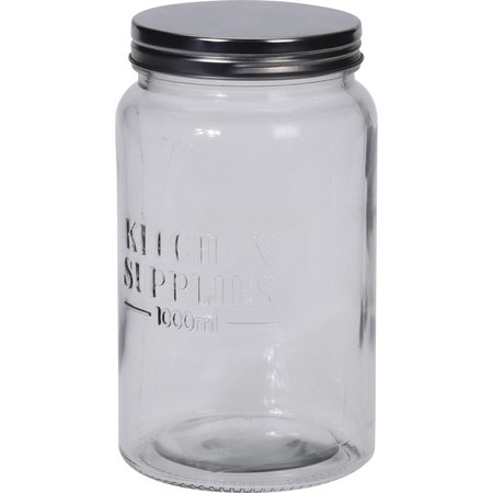 Glass deluxe kitchen food storage jar - 1000 ml - 10 x 18 cm