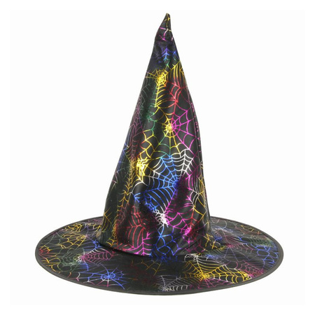 Kids witch hat with colored spiders