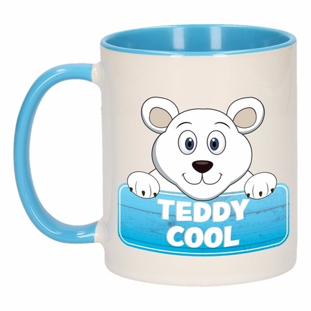 Kinder ijsberen mok / beker Teddy Cool blauw / wit 300 ml