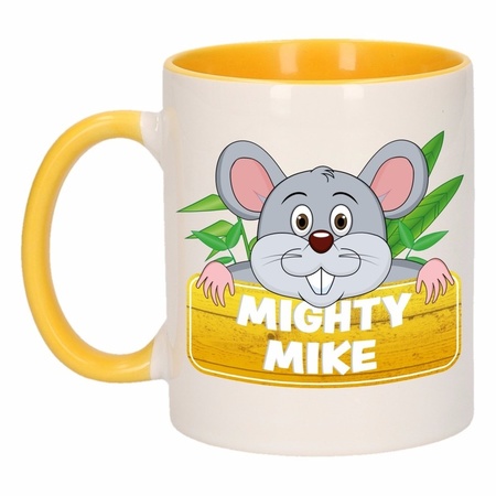 Kinder muizen mok / beker Mighty Mike geel / wit 300 ml