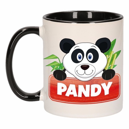 Kinder pandabeer mok / beker Pandy zwart / wit 300 ml