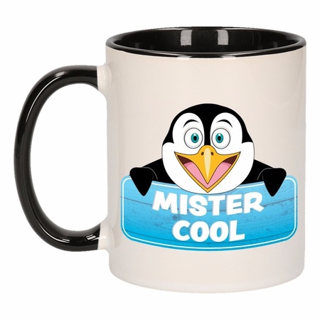 Kinder pinguin mok / beker Mister Cool zwart / wit 300 ml