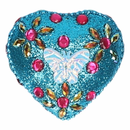 Toothbox for kids blue with pink /gold stones 6 cm
