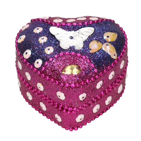 Kinder tanden doosje vlinder roze / paars 6 cm