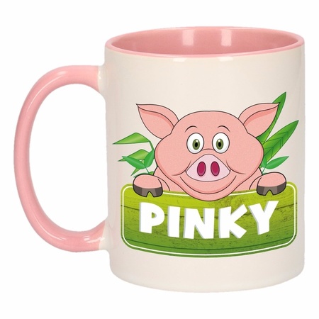 Kinder varkens mok / beker Pinky roze / wit 300 ml