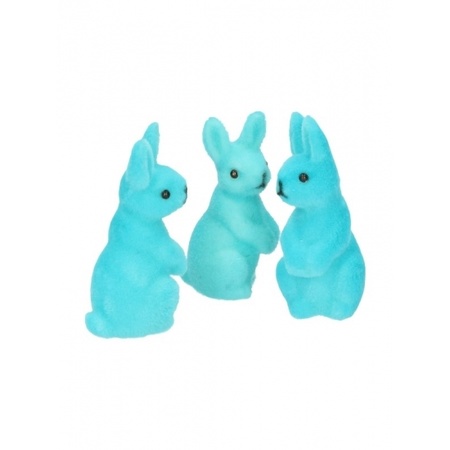Decorative Easter bunnies - blue - set 3x pieces - polyester