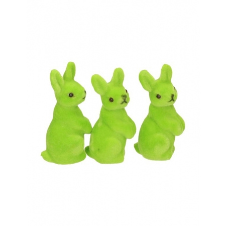 Decorative Easter bunnies - green - set 3x pieces - polyester