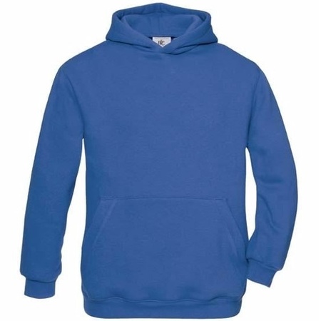 Royal blue cotton blend sweater with hood for girls