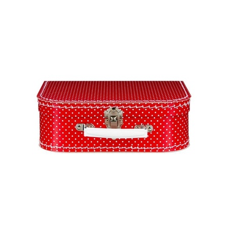 Koffertje rood met witte stippen 25 cm