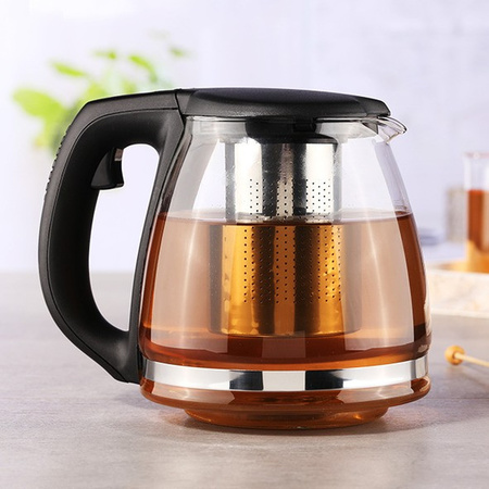 Glass teapot with filter/infuser of 1,2 liter with 6x pieces of tea glasses of 230 ml