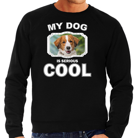 Kooiker honden sweater / trui my dog is serious cool zwart voor heren