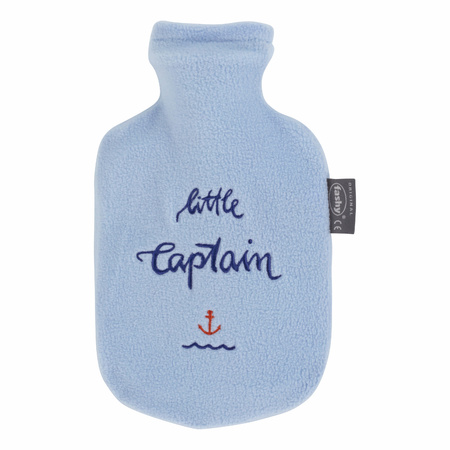 Hot water bottle with text little captain terry cover 0,8 liter