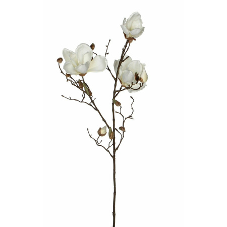 Kunstbloem Magnolia tak - 90 cm - wit - Kunst zijdebloemen
