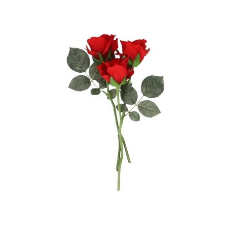 Kunstbloem rode roos 30 cm 3 stuks