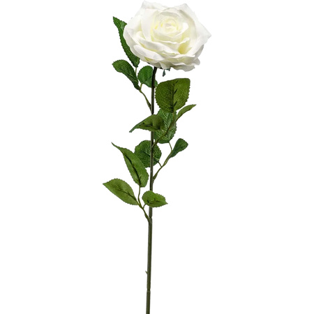 Kunstbloem roos Marleen - creme - 63 cm - decoratie bloemen