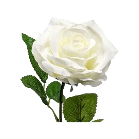 Kunstbloem roos Marleen - creme - 63 cm - decoratie bloemen