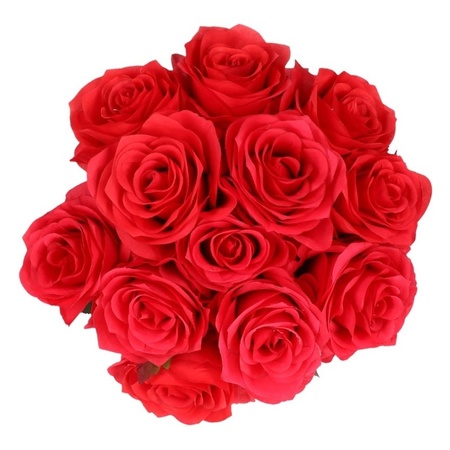 Kunstbloem roos Simone rood 45 cm 12 stuks