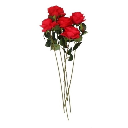 Kunstbloem roos Simone rood 45 cm 5 stuks