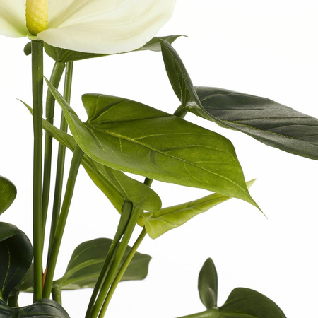 Kunstplant Anthurium wit in grijze pot 27 cm 