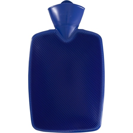 Plastic hot water bottle navy blue 1.8 liters without sleeve