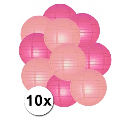 Lampionnen pakket roze en lichtroze 10x