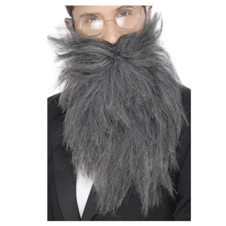 Lange grijze verkleed baard en snor 