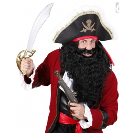 Lange zwarte piraten baard verkleed accessoire
