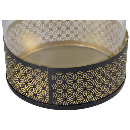 Lantaarn/windlicht zwart/goud Arabische stijl 20 x 28 cm metaal en glas