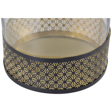 Lantern black/gold Arabian style 20 x 37 cm metal and glass