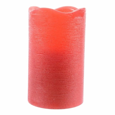 LED kaars/stompkaars - rustiek rood - 10 cm - wax