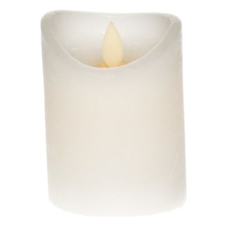 1x White LED pillar candle Flame 10 cm with flickering flame