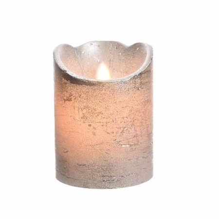 Silver LED candle flickering 10 cm