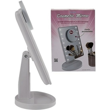 Cosmetic mirror with LED and magnifier mirror