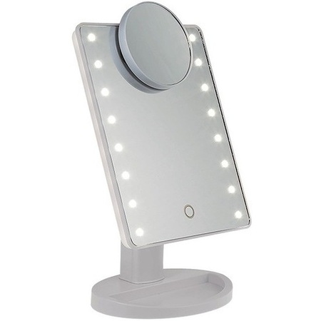 Cosmetic mirror with LED and magnifier mirror