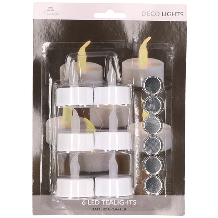 LED theelichtjes/waxinelichtjes/kaarsjes geel vlameffect 12x stuks