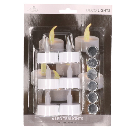 LED theelichtjes/waxinelichtjes/kaarsjes geel vlameffect 6x stuks