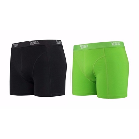 Lemon and Soda boxershorts 2-pak zwart en groen 2XL