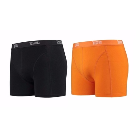 Lemon and Soda boxershorts 2-pak zwart en oranje M