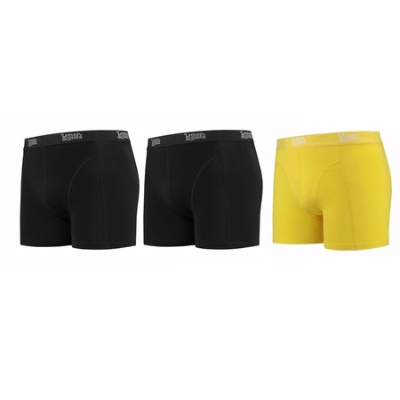 Lemon and Soda boxershorts 3-pak zwart en geel 2XL