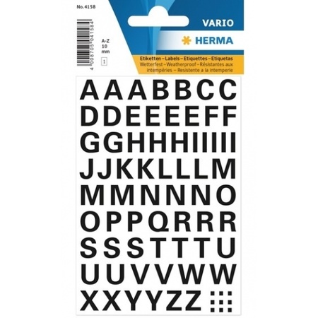 A-Z Letter stickers black 1 sheet=65 letters of 10 mm