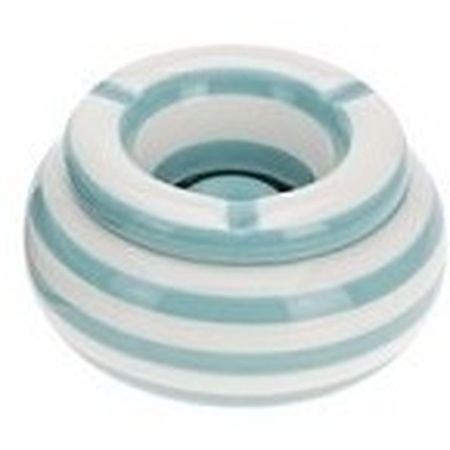 Light blue with white striped ashtray 11 cm